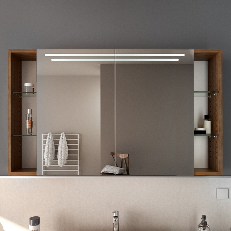 Spiegelschrank beleuchtet mit Fächern